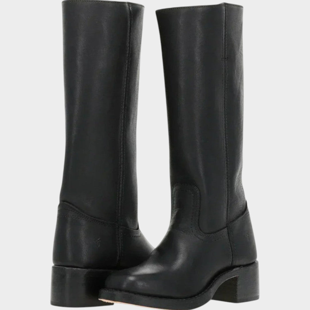 Leather Knee High Riding Low Block Heel Boots