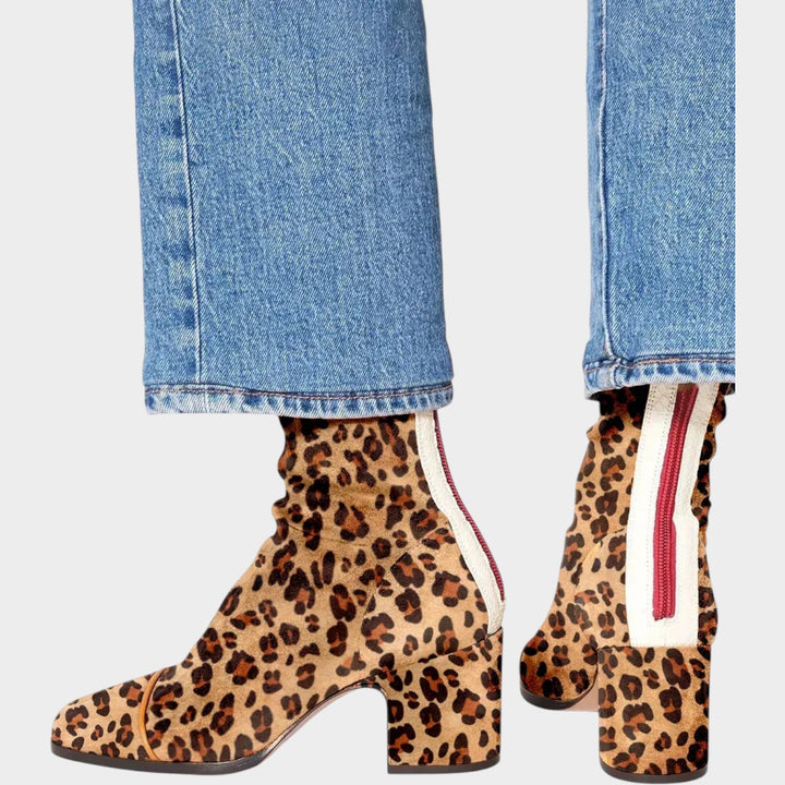 Suede Ankle Boots with Block Heel & Square Toe