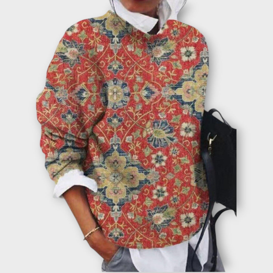Floral Knitted Crew Neck Jumper