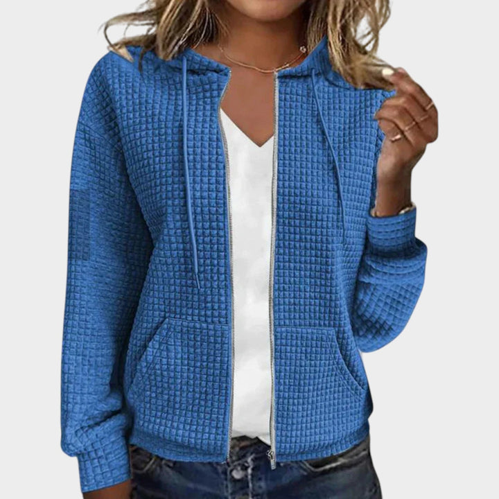Textured Knitted Zip Up Cardigan