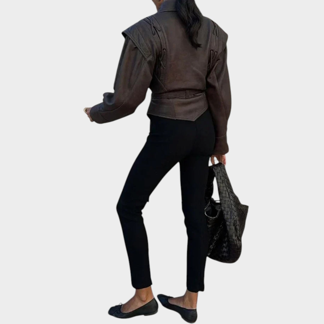 Leather Faux Wrap Jacket