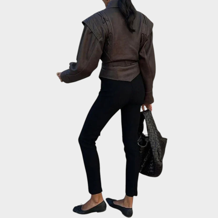 Leather Faux Wrap Jacket