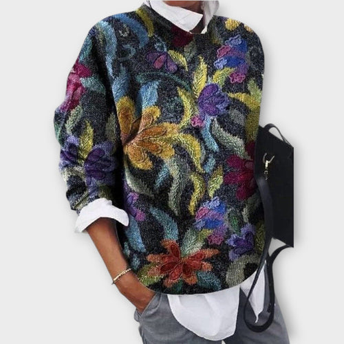 Floral Knitted Crew Neck Jumper