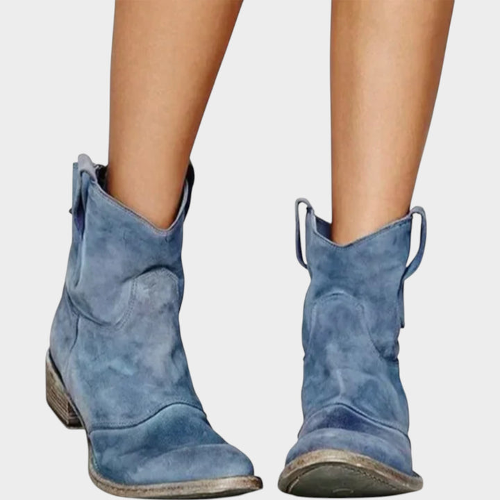 Western Style Ankle Boots with Low Heel