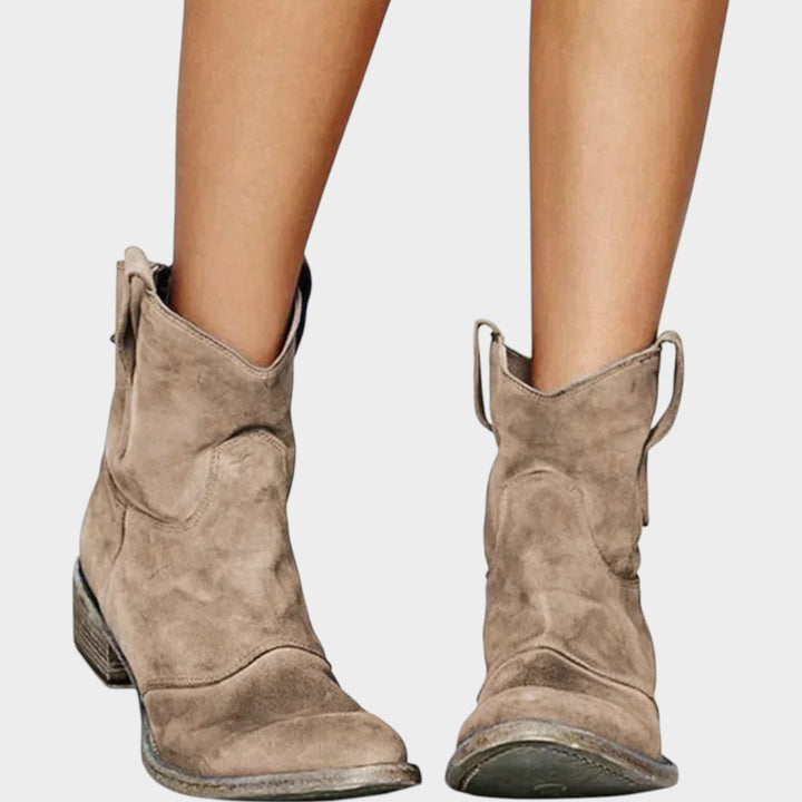 Western Style Ankle Boots with Low Heel