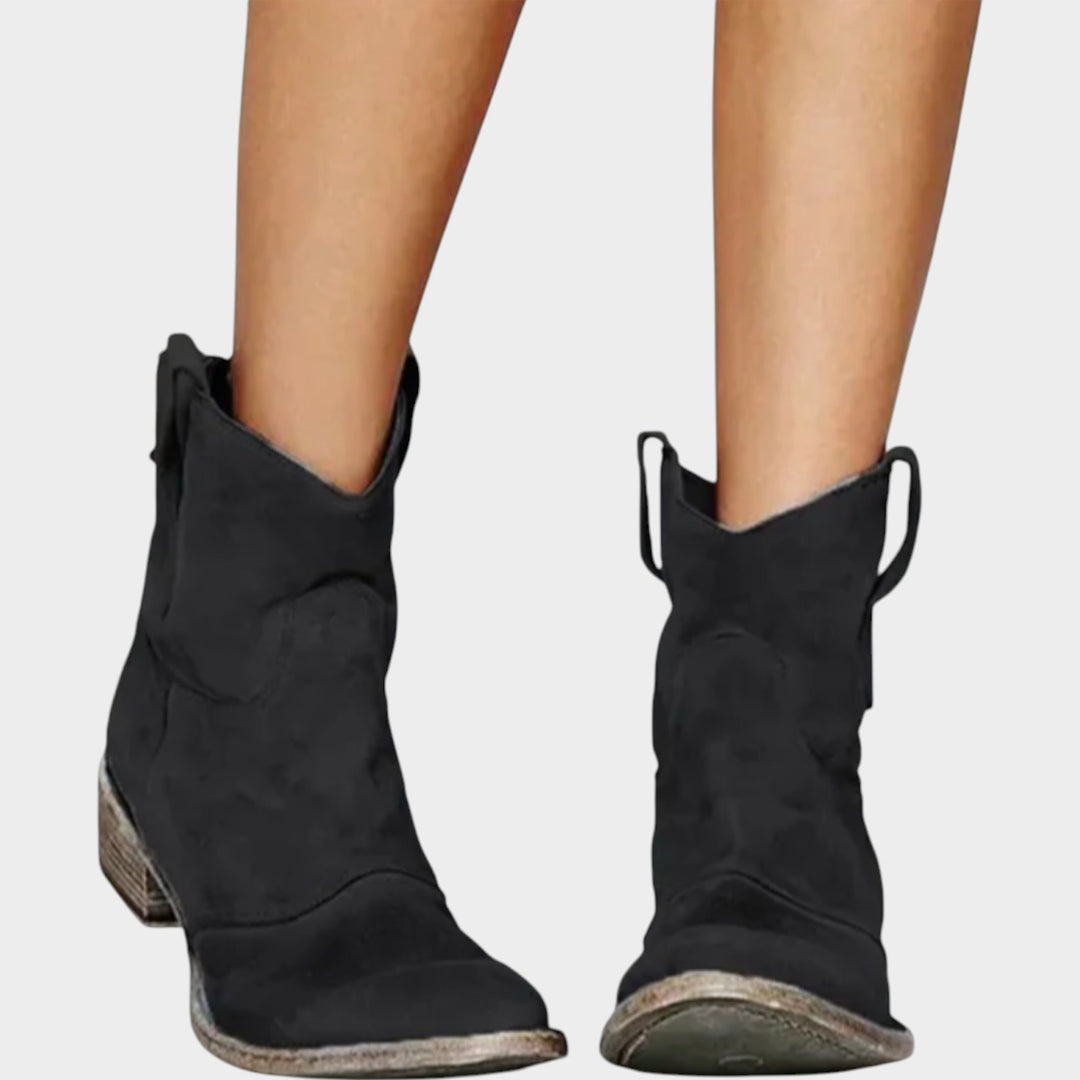 Western Style Ankle Boots with Low Heel
