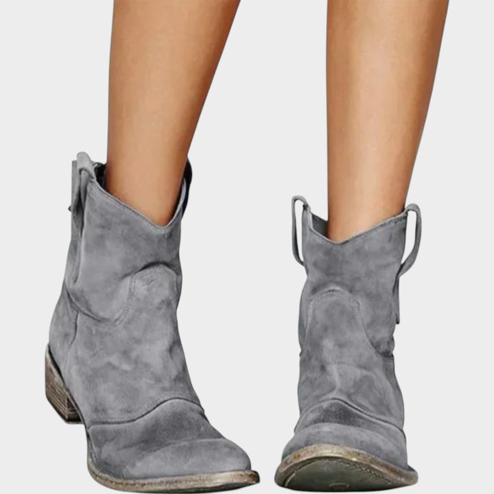 Western Style Ankle Boots with Low Heel