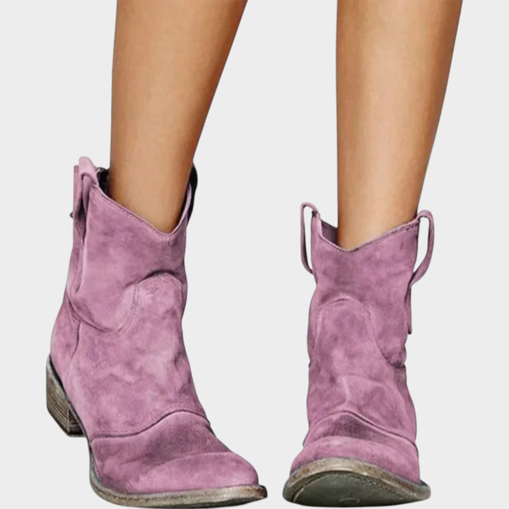 Western Style Ankle Boots with Low Heel