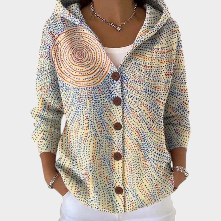 Hooded Knitted Pattern Cardigan