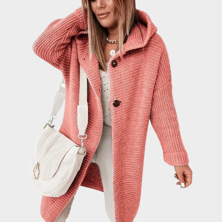 Long Hooded Chunky Knitted Cardigan