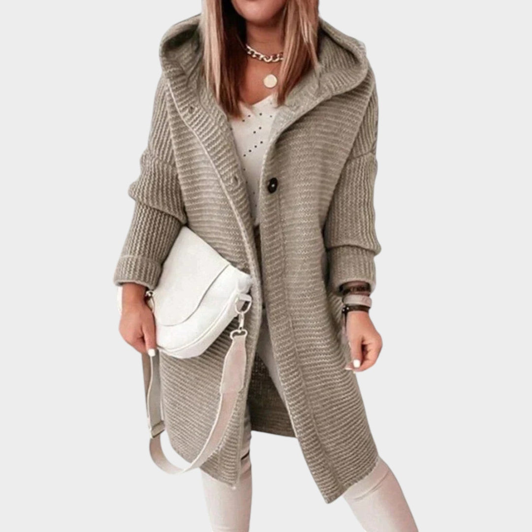 Long Hooded Chunky Knitted Cardigan