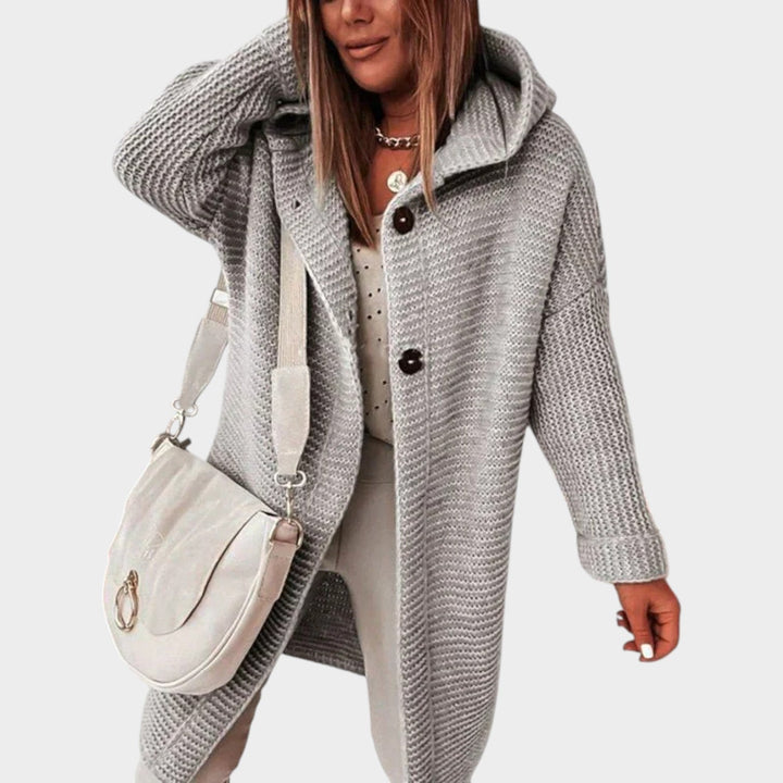 Long Hooded Chunky Knitted Cardigan