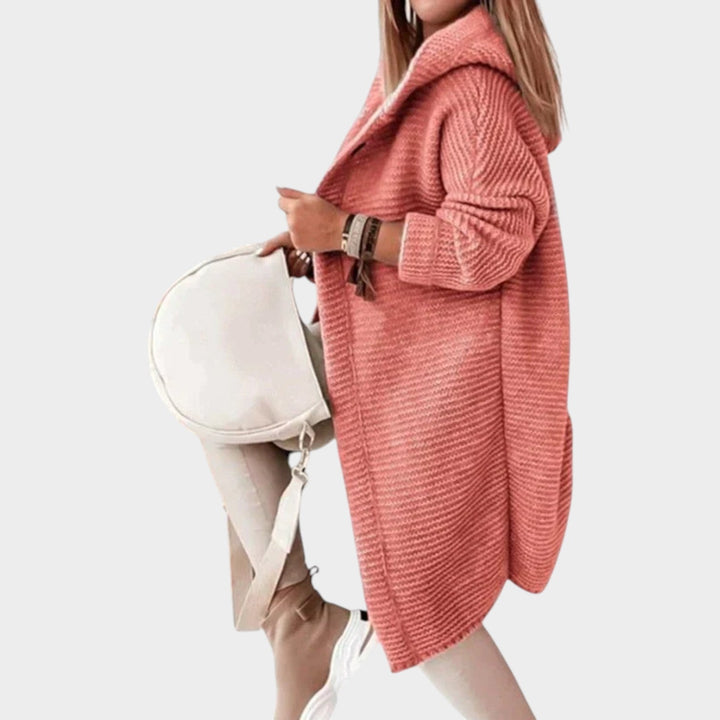 Long Hooded Chunky Knitted Cardigan
