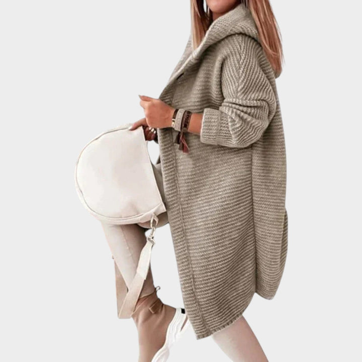 Long Hooded Chunky Knitted Cardigan