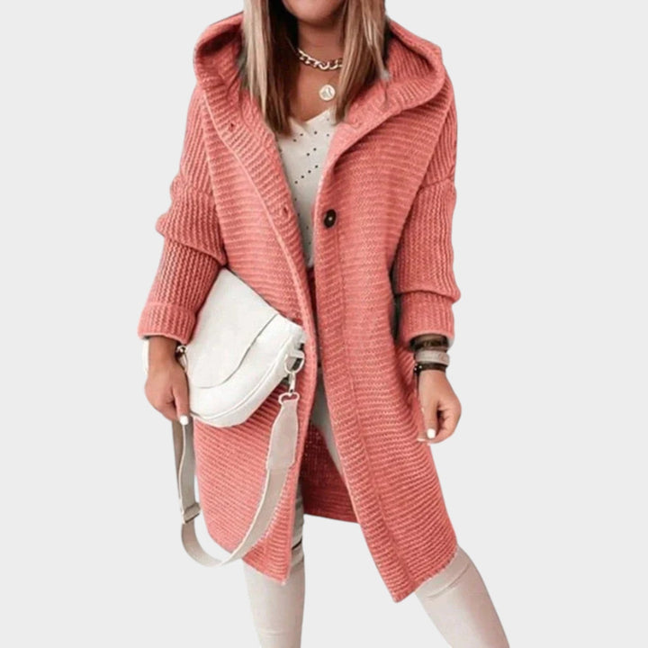 Long Hooded Chunky Knitted Cardigan