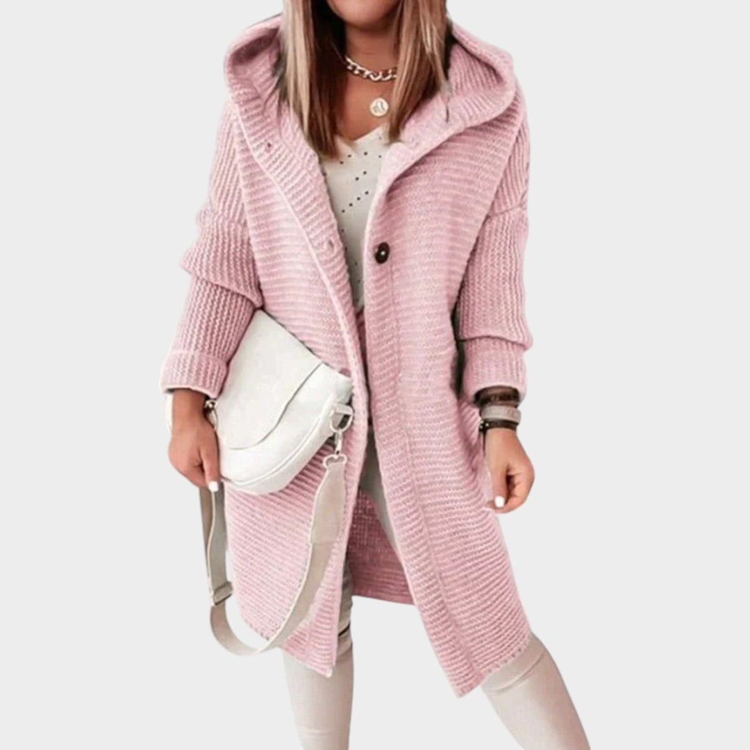 Long Hooded Chunky Knitted Cardigan