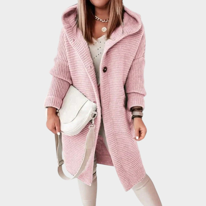 Long Hooded Chunky Knitted Cardigan