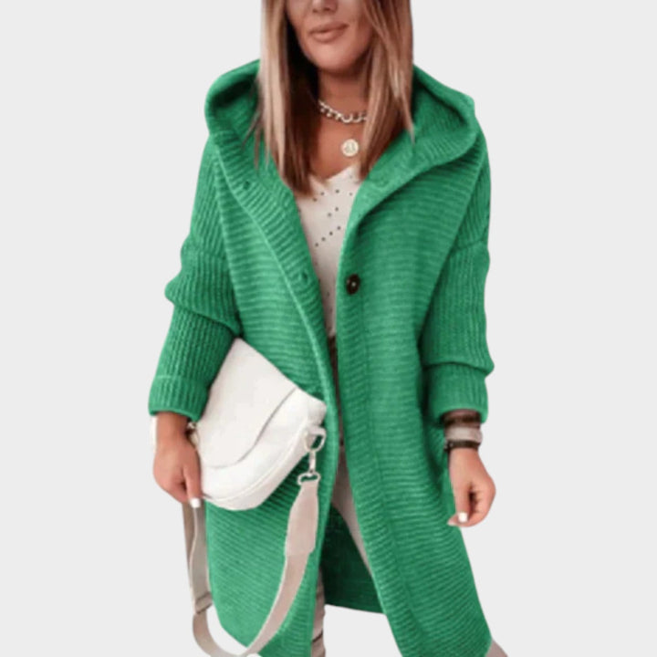 Long Hooded Chunky Knitted Cardigan