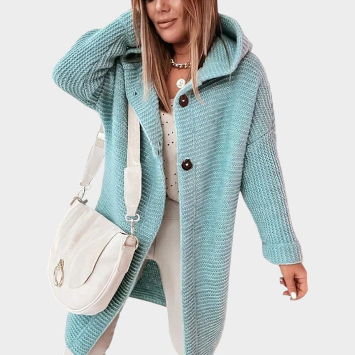 Long Hooded Chunky Knitted Cardigan