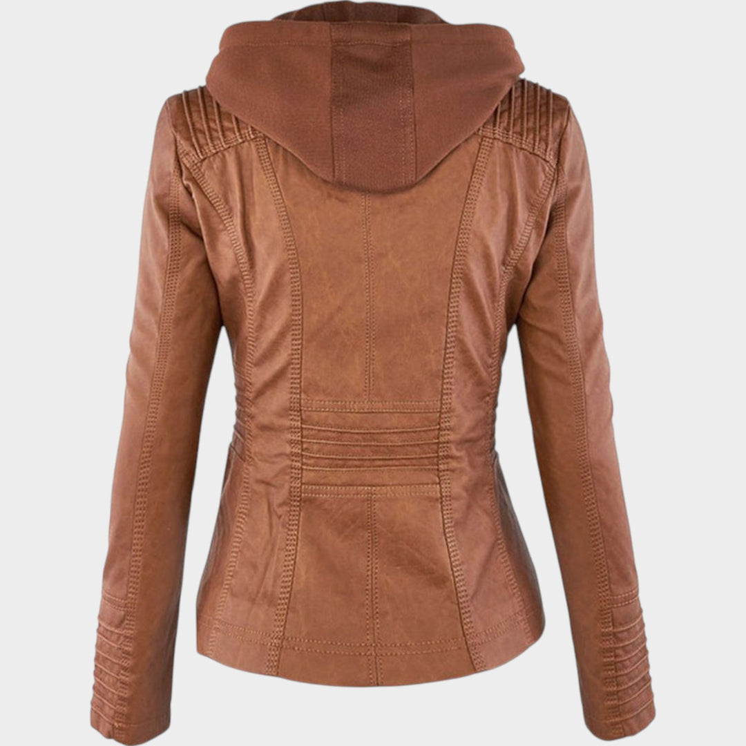 Leather Hooded Jacket