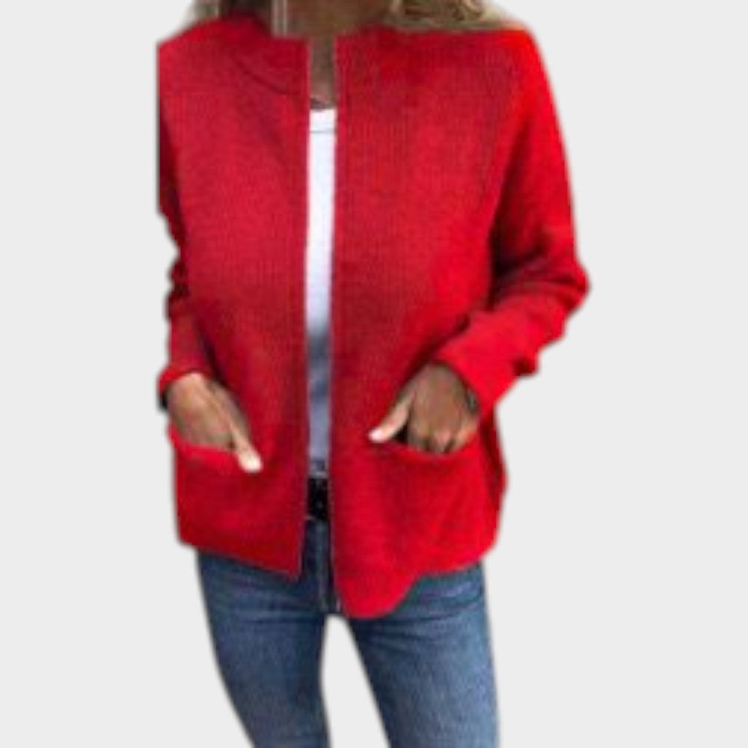 Ribbed Knitted Zip Up Cardigan