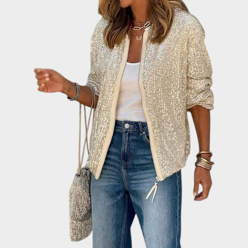 Sequin Zip Up Cardigan