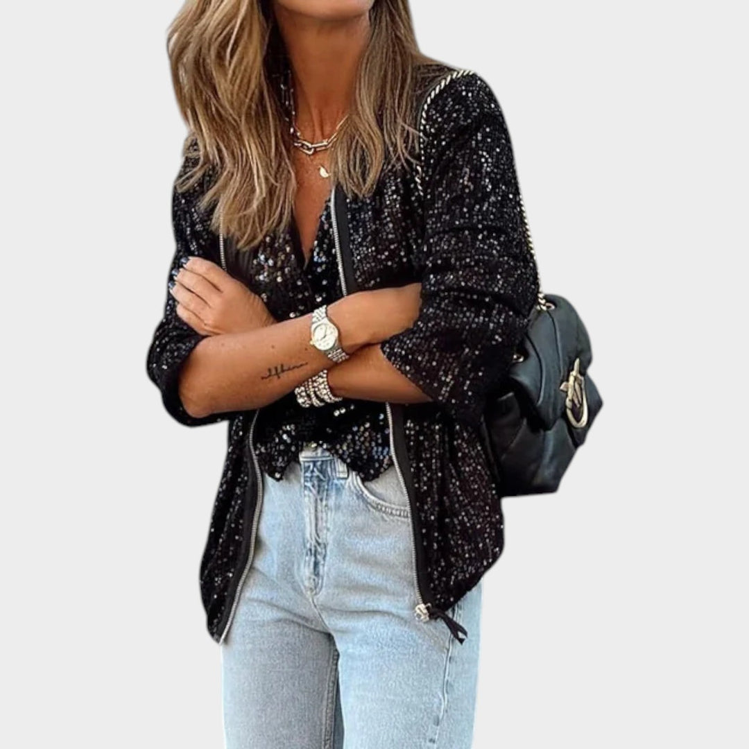 Sequin Zip Up Cardigan