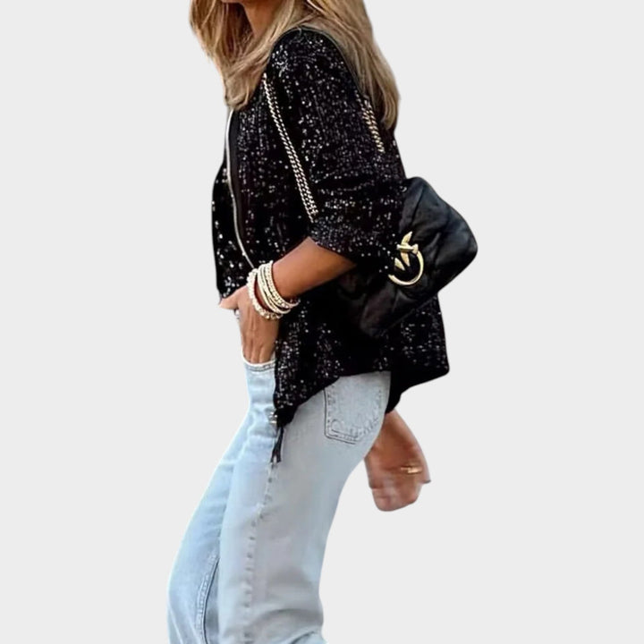 Sequin Zip Up Cardigan