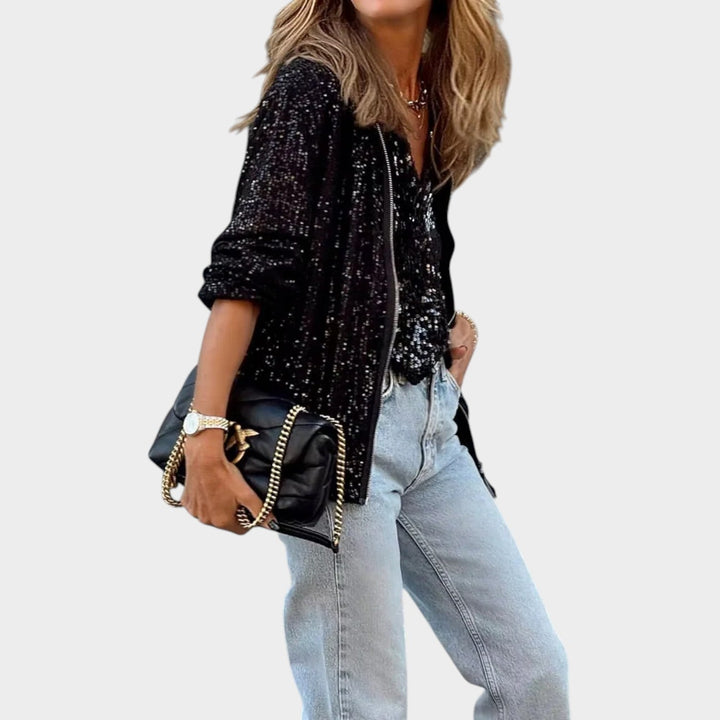 Sequin Zip Up Cardigan