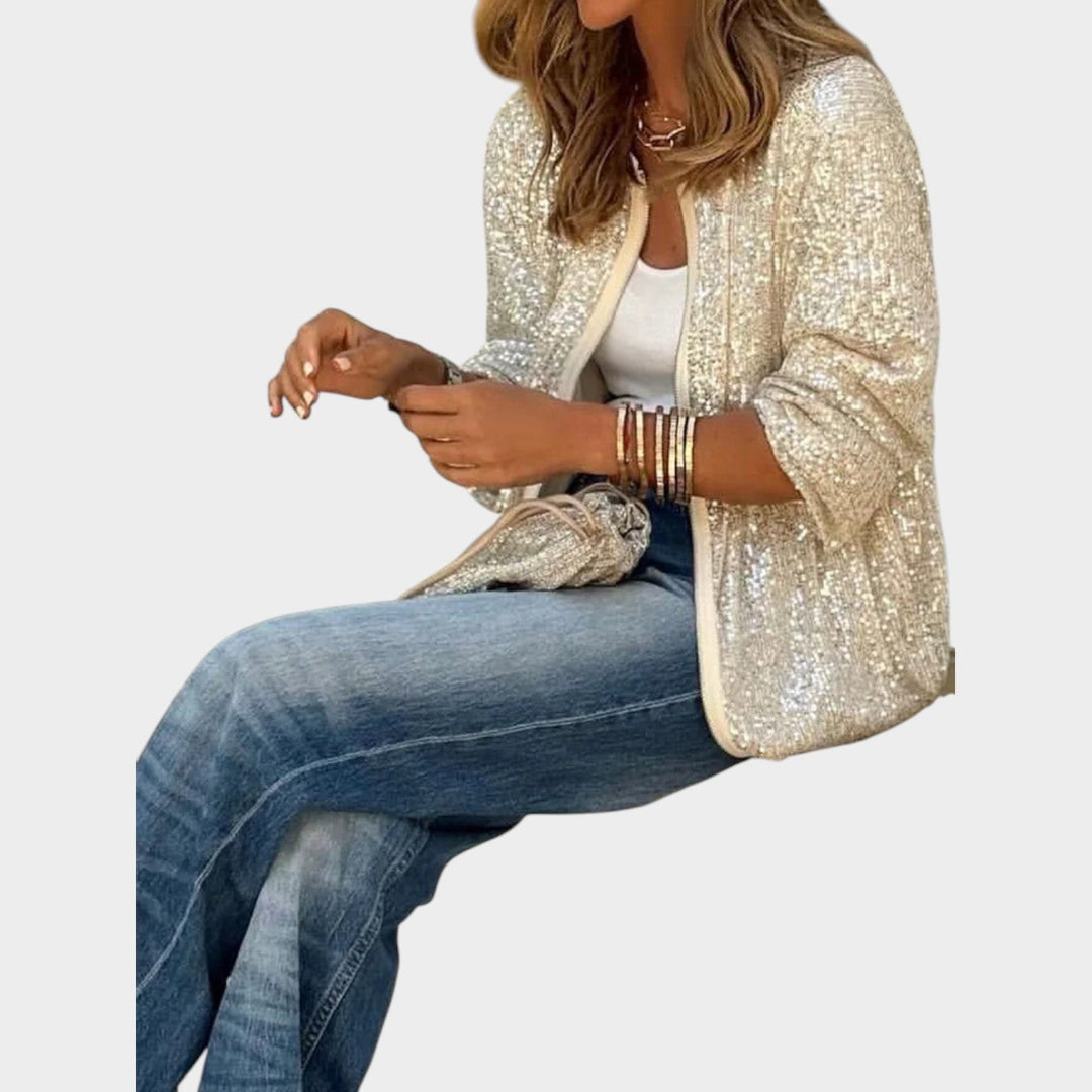 Sequin Zip Up Cardigan