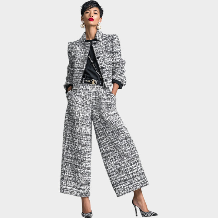 Women's Suit Wide Leg Tweed Two-Piece Set
