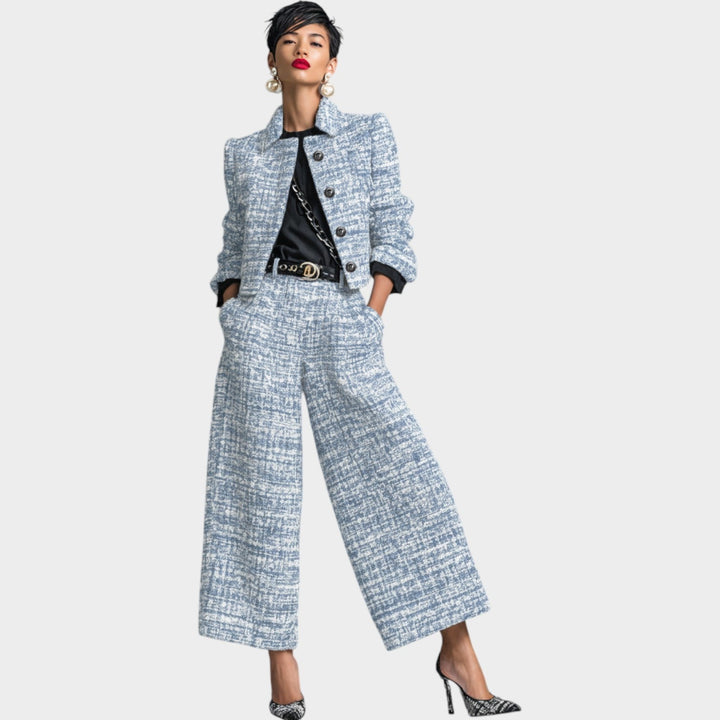 Women's Suit Wide Leg Tweed Two-Piece Set