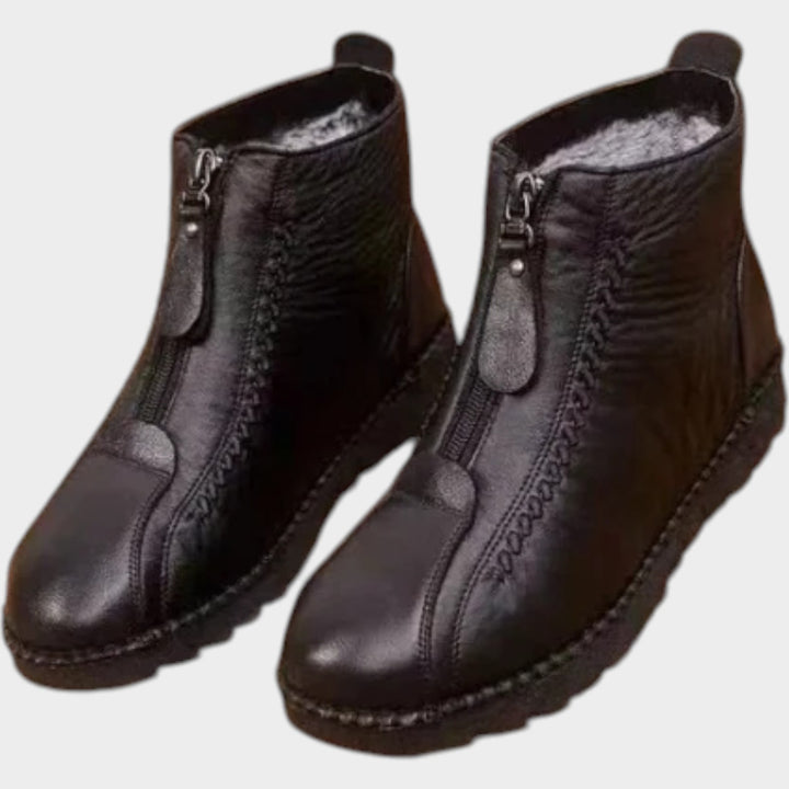 Leather Slip-Resistant Ankle Boots with Side Zip