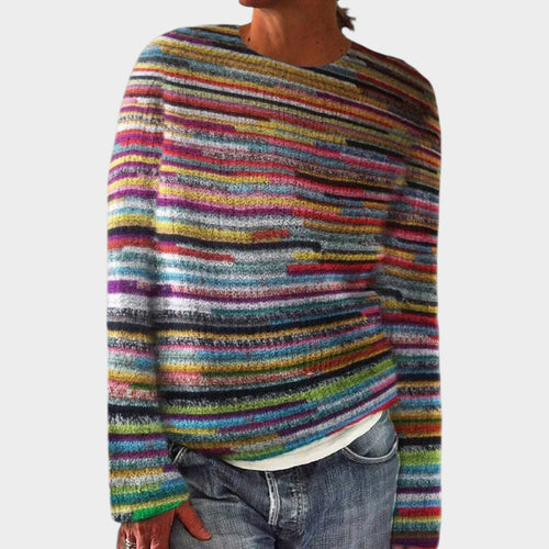 Striped Knit Crew Neck Jumper