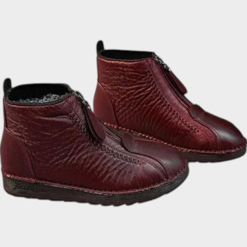 Leather Slip-Resistant Ankle Boots with Side Zip