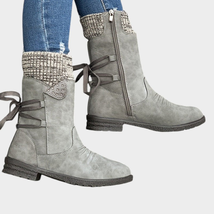 Lace Up Ankle Boots with Side Zip & Comfort Sole