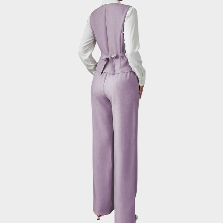 Women’s Suit Set 2 Piece Office Vest Wide Leg Pants