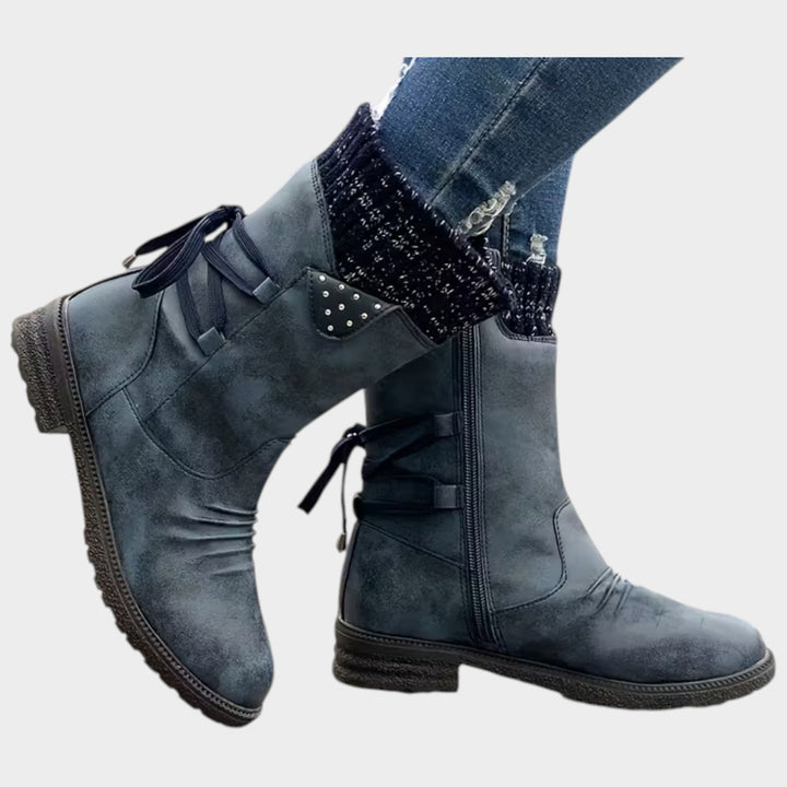 Lace Up Ankle Boots with Side Zip & Comfort Sole