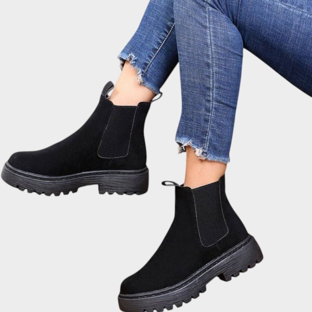 Soft Suede Chelsea Boots with Platform Sole