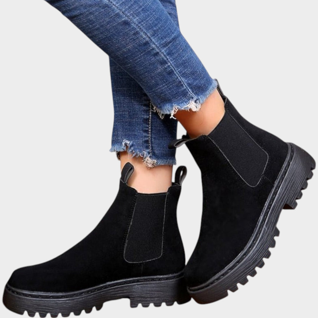 Soft Suede Chelsea Boots with Platform Sole