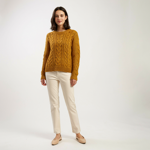 Women's Chunky Knit Jumper | Cozy Crew Neck Pullover