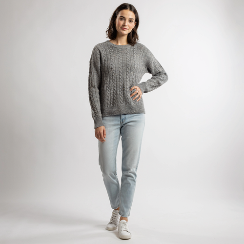 Women's Cable Knit Jumper | Classic Crew Neck Pullover
