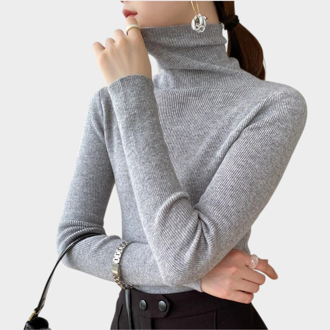 Ribbed Turtleneck Knitted Jumper