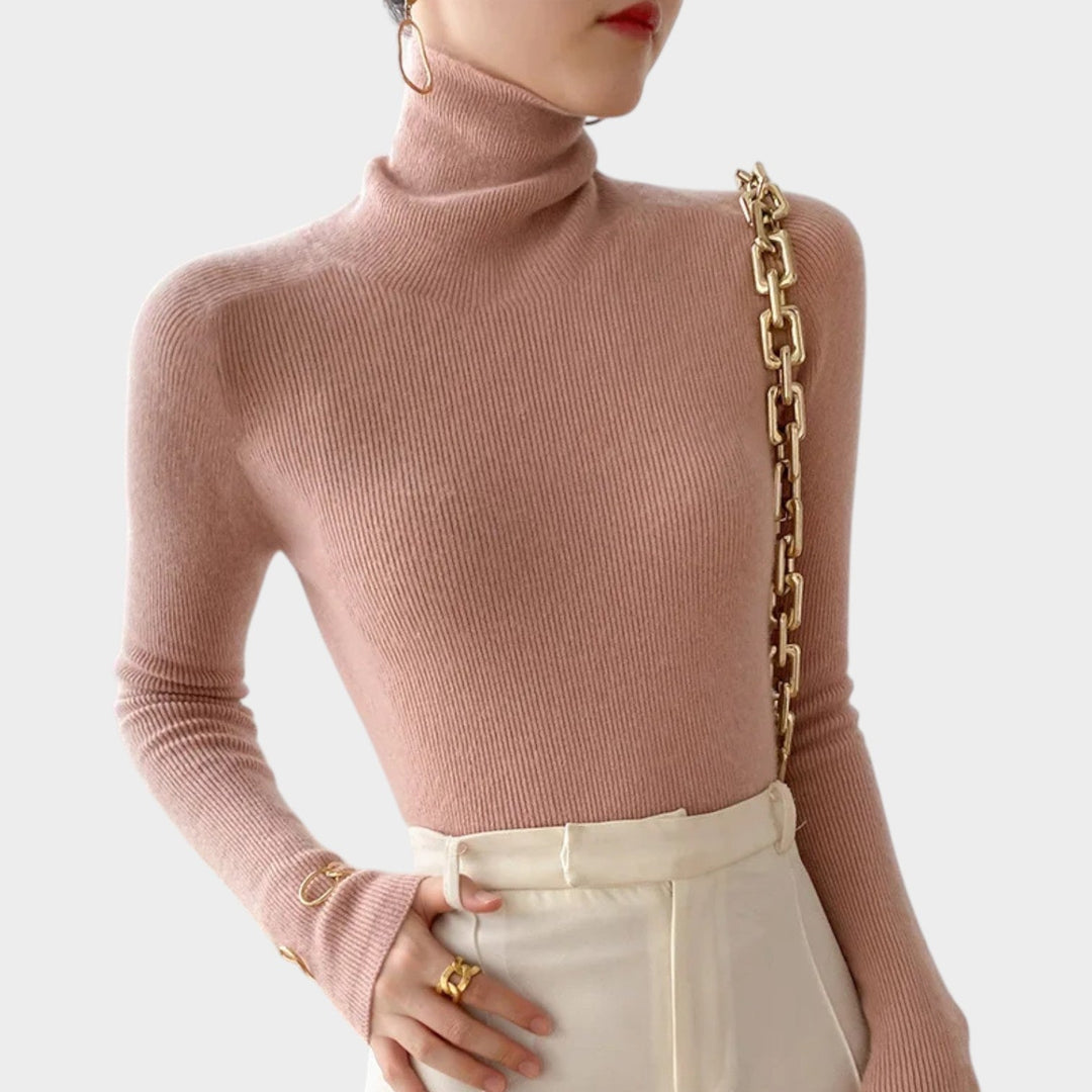 Ribbed Turtleneck Knitted Jumper