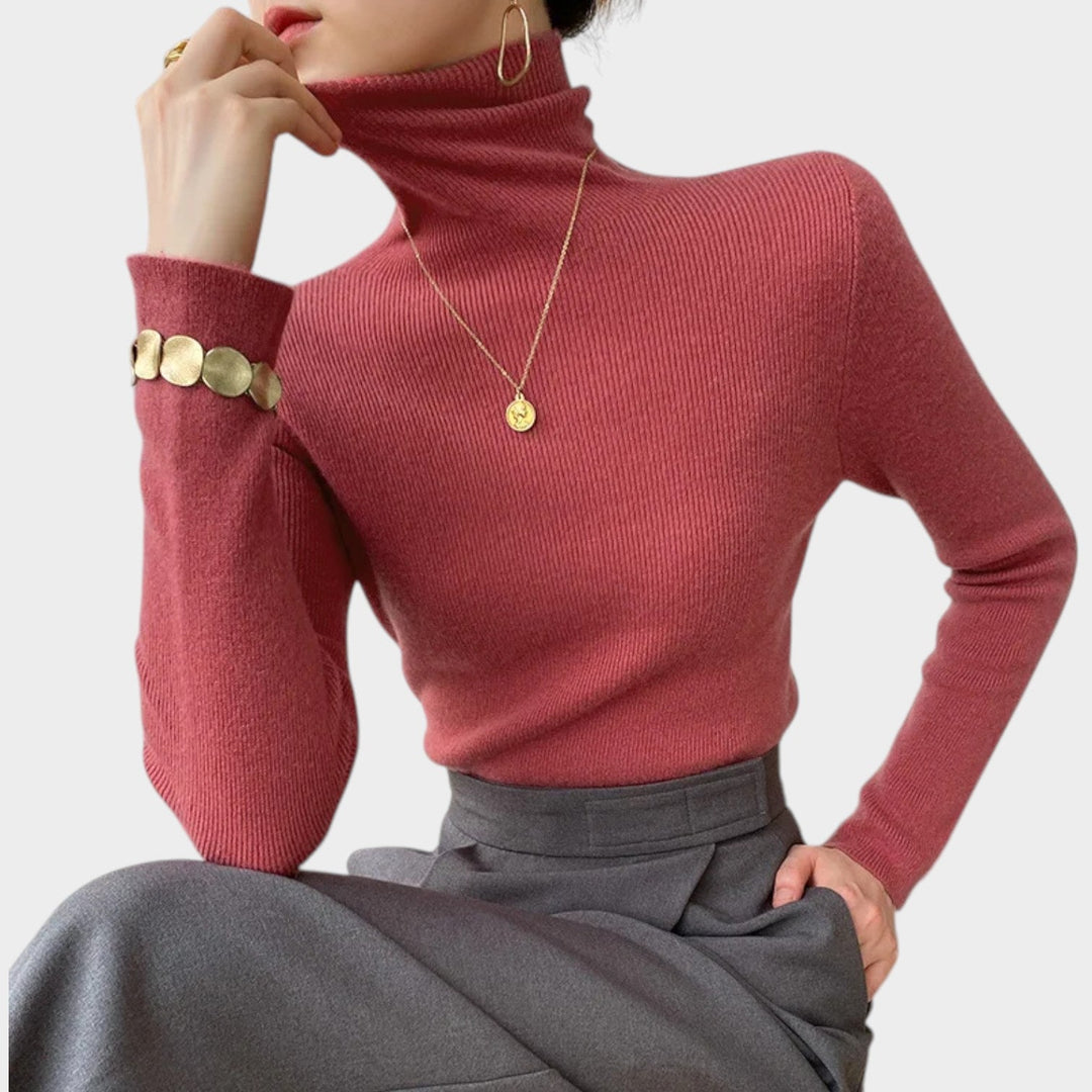 Ribbed Turtleneck Knitted Jumper