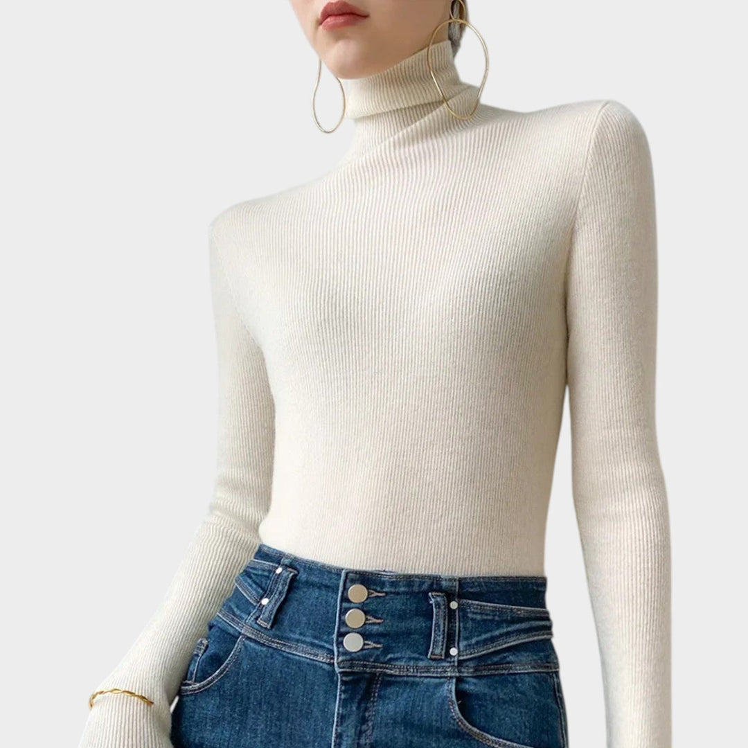 Ribbed Turtleneck Knitted Jumper