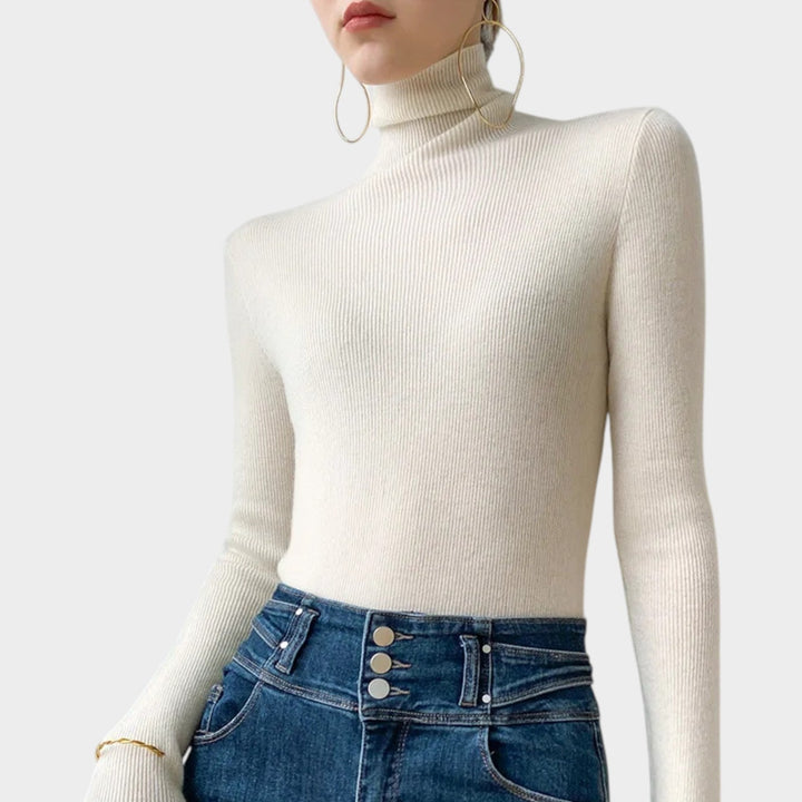 Ribbed Turtleneck Knitted Jumper