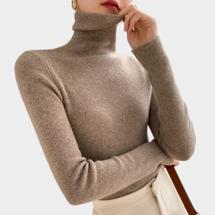 Ribbed Turtleneck Knitted Jumper