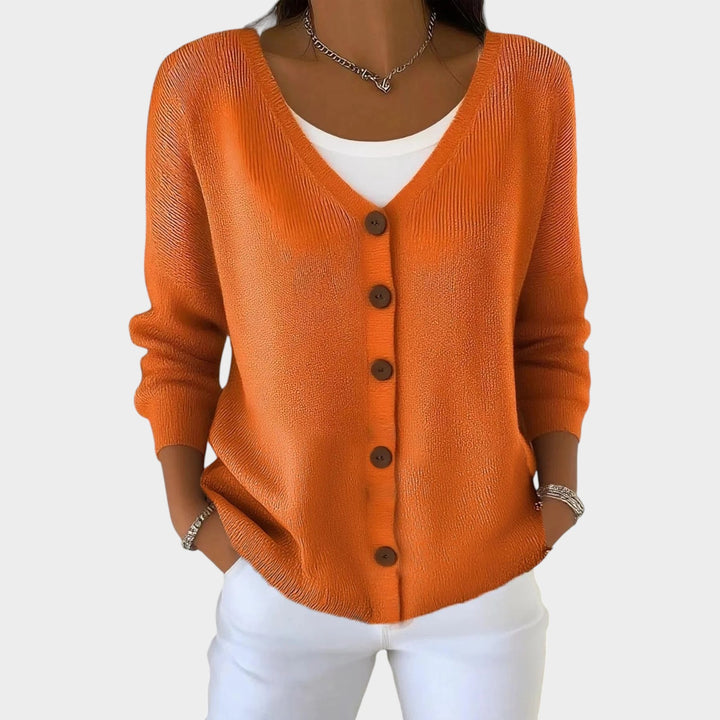 V Neck Button Up Knit Cardigan