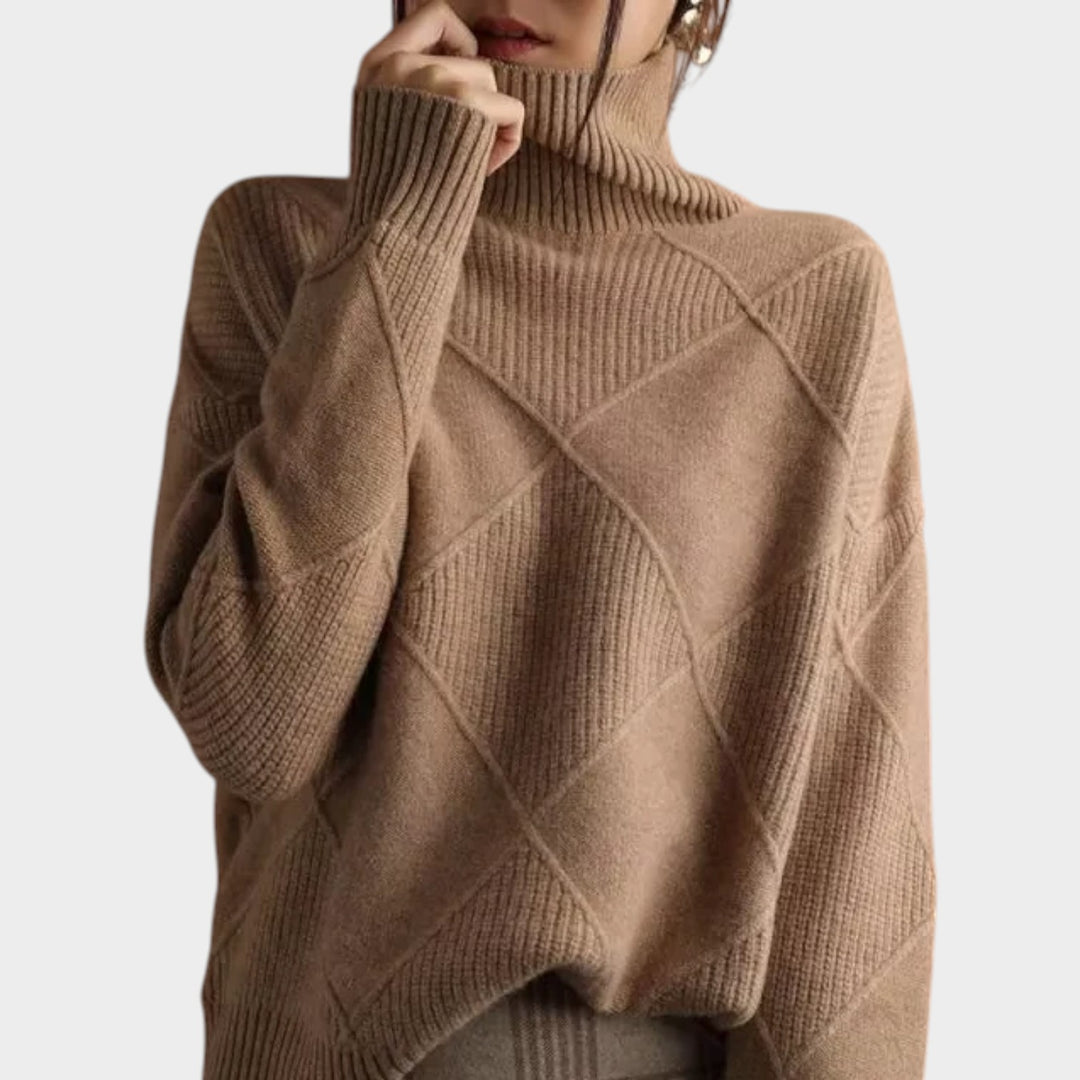 Roll Neck Textured Knit Jumper
